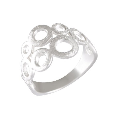 Sterling Silver Sandblasted Circles Ring - Contemporary Geometric Band - Model 115-016