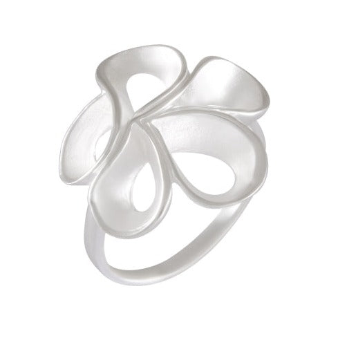 Sterling Silver Abstract Floral Sandblasted Ring - Artistic Blossom Design - Model 115-018