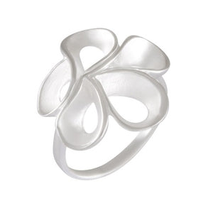 Sterling Silver Abstract Floral Sandblasted Ring - Artistic Blossom Design - Model 115-018