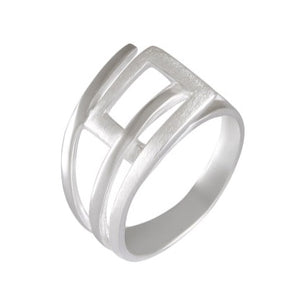 Sterling Silver Sandblasted Parallel Bars Ring - Modern Geometric Band - Model 115-026