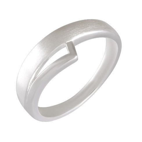 Sterling Silver Sandblasted Minimalist Ring with Overlap Accent - Sleek Modern Jewelry - Model 115-027