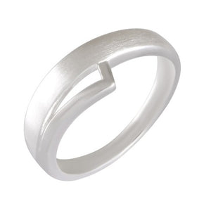 Sterling Silver Sandblasted Minimalist Ring with Overlap Accent - Sleek Modern Jewelry - Model 115-027
