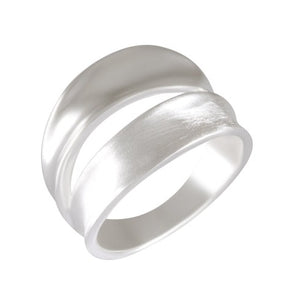 Sterling Silver Dual Band Ring with Sandblasted Texture - Chic Layered Elegance - Model 115-029