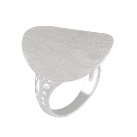 Sterling Silver Sandblasted Statement Shield Ring - Bold Modern Design - Model 115-030