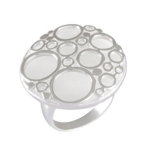 Sterling Silver Double Layered Ring with Sandblasted Bubble Top - Openwork Design - Model 115-031