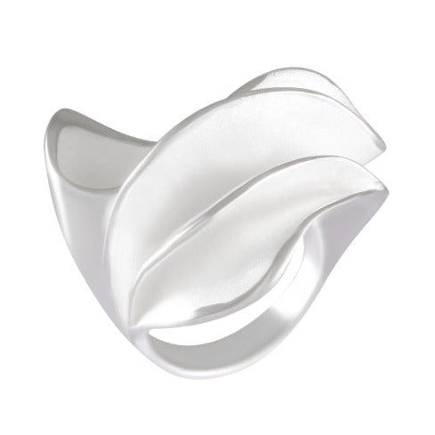 Sterling Silver Sandblasted Wave Design Ring - Sculptural Ocean-Inspired  - Model 115-033