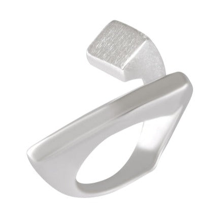 Sterling Silver Sandblasted Abstract Asymmetry Ring - Modern Artistic Jewelry - Model 115-037