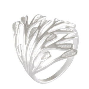 Sterling Silver Coral Inspired Sandblasted Ring - Oceanic Botanical Jewelry - Model 115-043