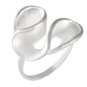Adjustable Sterling Silver Sandblasted Organic Shape Ring - Fluid Design Jewelry - Model 115-044