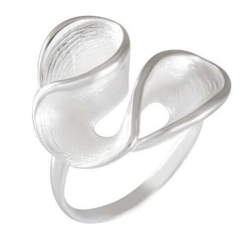 Adjustable Sterling Silver Sandblasted Organic Shape Ring - Fluid Design Jewelry - Model 115-044