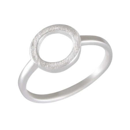 Sterling Silver Sandblasted Circular Band Ring - Minimalist Halo Design - Model 115-045