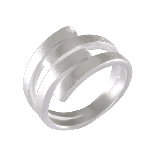 Sterling Silver Multi-Layer Sandblasted Ring - Contemporary Layered Band - Model 115-052