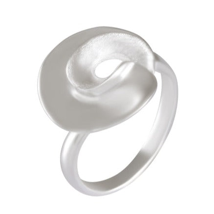 Sterling Silver Sandblasted Shell Swirl Ring - Ocean-Inspired Elegance - Model 115-053