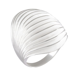 Sterling Silver White Sandblasted Layered Ring - Wide Band Sculptural Jewelry - Model 115-054