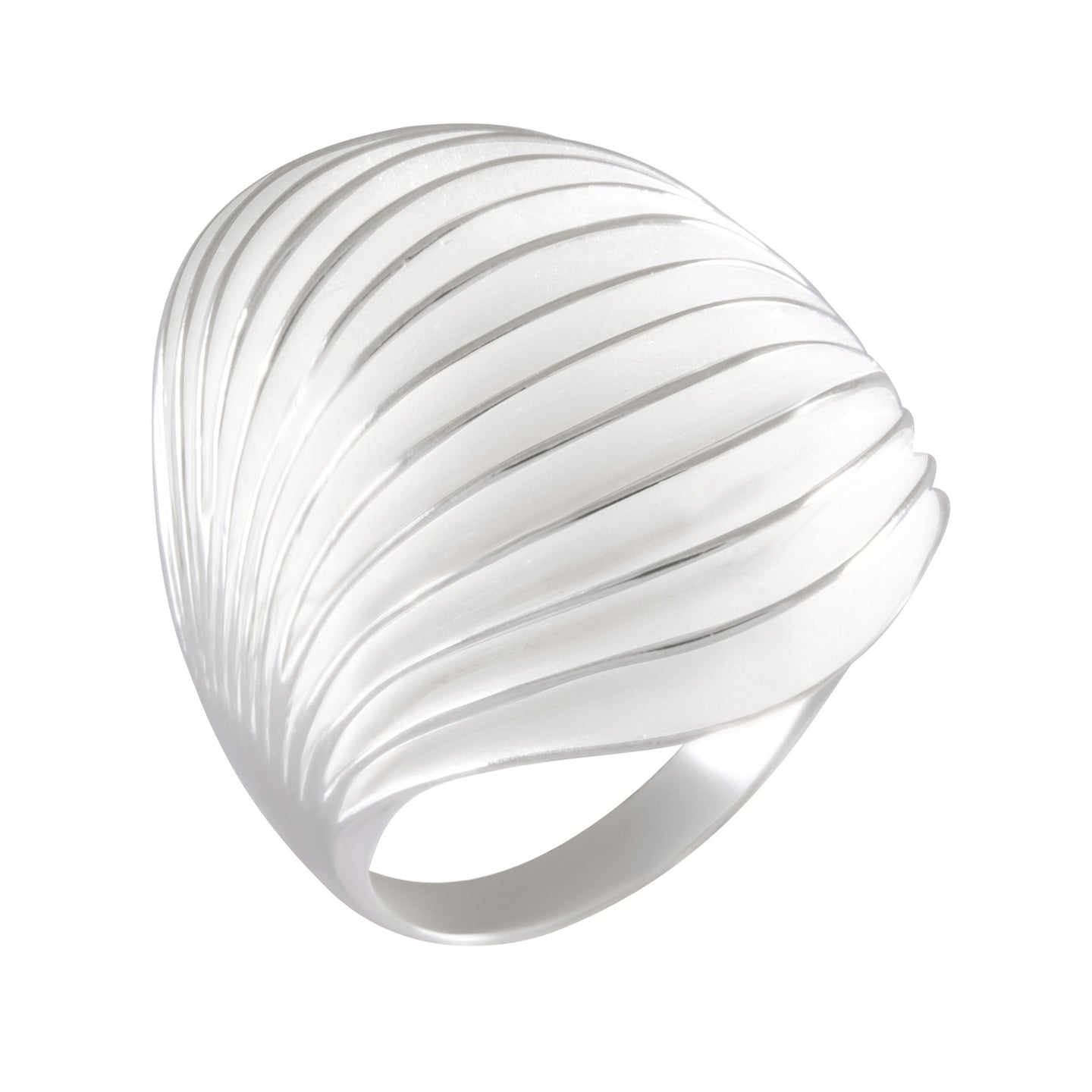 Sterling Silver White Sandblasted Layered Ring - Wide Band Sculptural Jewelry - Model 115-054