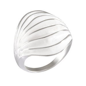 Sterling Silver White Sandblasted Layered Ring - Wide Band Sculptural Jewelry - Model 115-055