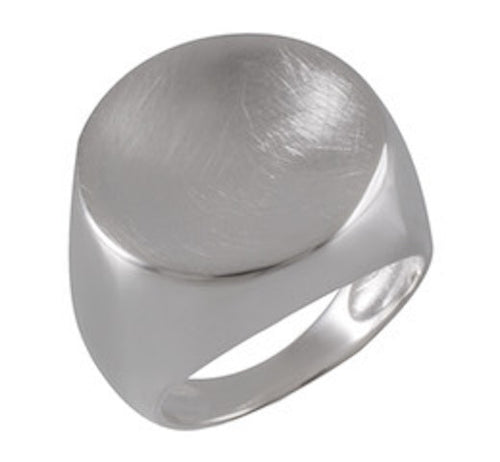 Sterling Silver Signet Ring with Sandblasted Top - Modern Minimalist Jewelry - Model 115-064