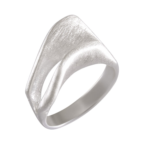 Sterling Silver Sandblasted Abstract Swirl Ring - Elegant Fluid Design Jewelry - Model 115-066