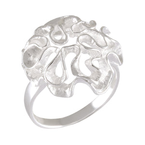 Sterling Silver Organic Cutout Ring with Sandblasted Finish - Nature-Inspired Jewelry - Model 115-067