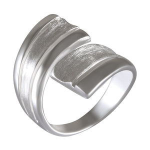 Adjustable Sterling Silver Dual-Texture Wave Ring - Sandblasted and Polished - Model 115-068