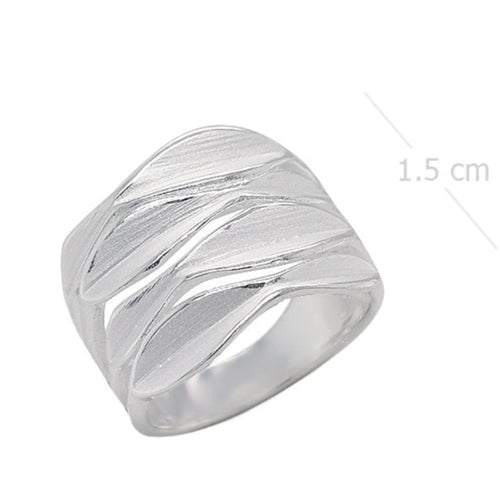 White Sandblasted Sterling Silver Ring - Contemporary Wide Band - Model 115-071