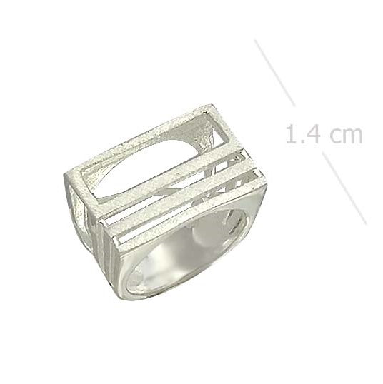 Architectural Geometric Sterling Silver Ring - Sandpaper Textured Statement Band - Model 115-073