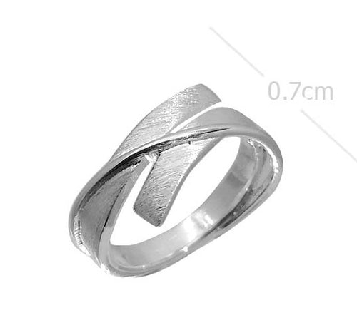 Twisted Elegance Sterling Silver Ring - Sandpaper Finish Slim Band Model 115-075