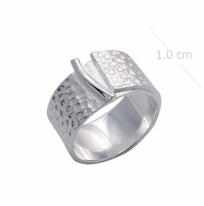 Hammered Wrap Sterling Silver Ring - Textured Wide Band - Model 115-076