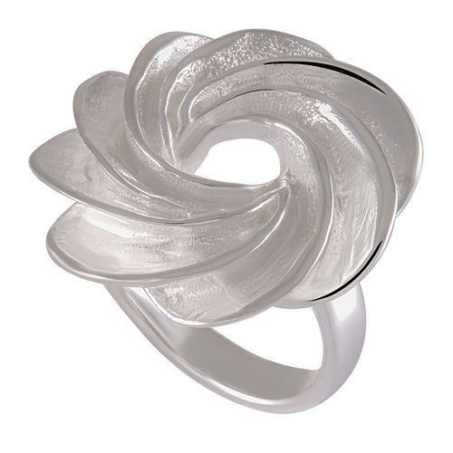 Sculptural Swirl Sterling Silver Ring - Sandblasted Artistic Band - Model 115-077