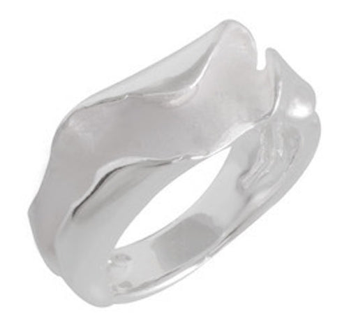 Fluid Wave Sterling Silver Ring - Glossy Sandblasted Finish - Model 115-078