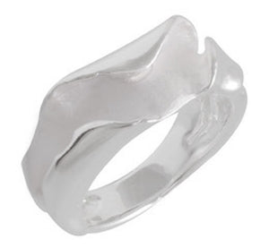 Fluid Wave Sterling Silver Ring - Glossy Sandblasted Finish - Model 115-078