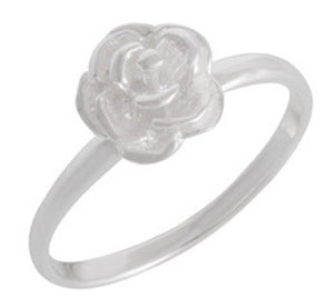 Delicate Rose Sterling Silver Ring - Frosted Sandblasted Petal Detail - Model 115-079