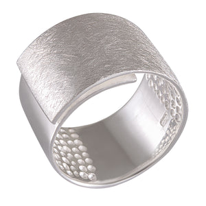 Bold Brushed Sterling Silver Cuff Ring - Textured Interior Detail - Model 115-080