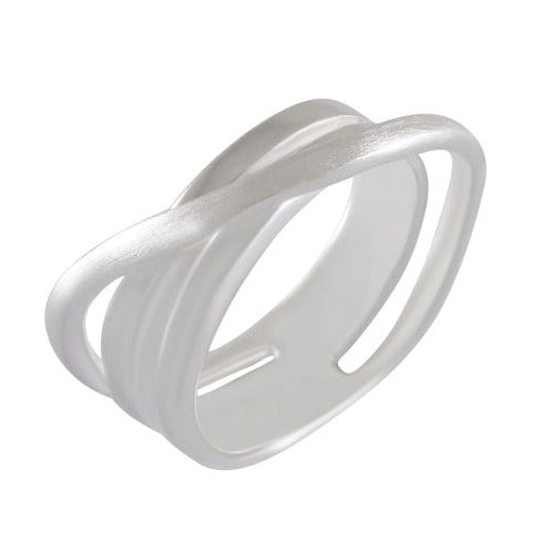 Contemporary Double Band Sterling Silver Ring - Frosted Finish - Model 115-081