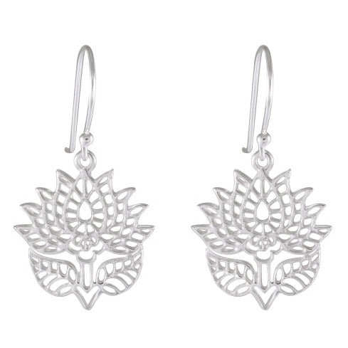 Lotus Blossom Filigree Drop earring 925 Sterling Silver - Model 1211-006 - Silver Maker Family 