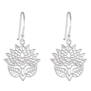 Lotus Blossom Filigree Drop earring 925 Sterling Silver - Model 1211-006 - Silver Maker Family 