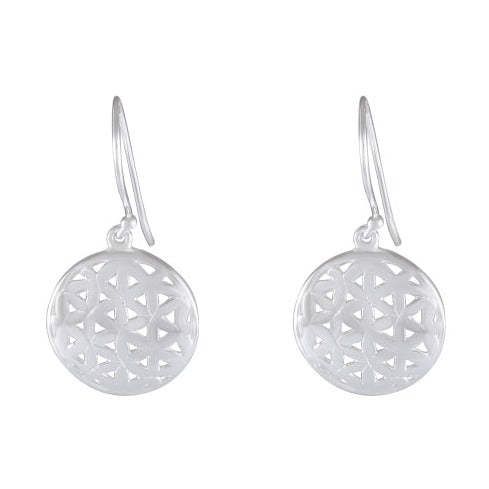 Geometric Lattice Disc Drop earring 925 Sterling Silver - Model 1211-008 - Silver Maker Family 