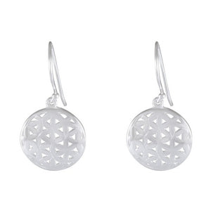 Geometric Lattice Disc Drop earring 925 Sterling Silver - Model 1211-008 - Silver Maker Family 