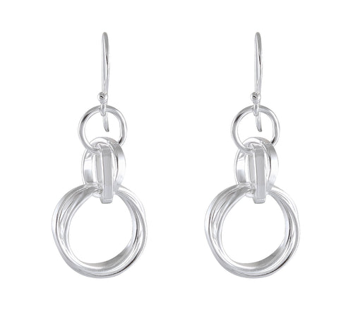 Elegant Silver Loop Drop earring 925 Sterling Silver - Model 1211-012 - Silver Maker Family 