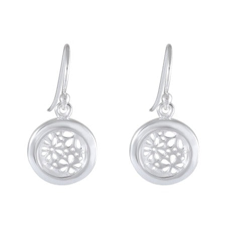 Floral Charm Drop earring 925 Sterling Silver - Model 1211-017 - Silver Maker Family 