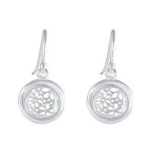 Floral Charm Drop earring 925 Sterling Silver - Model 1211-017 - Silver Maker Family 