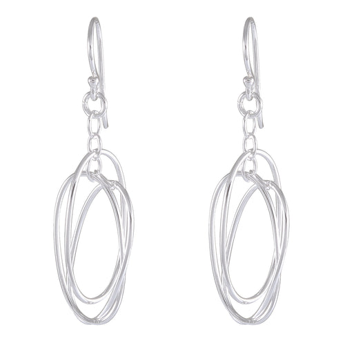 Oval Loop Drop earring 925 Sterling Silver - Model 1211-022 - Silver Maker Family 