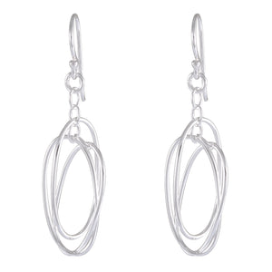 Oval Loop Drop earring 925 Sterling Silver - Model 1211-022 - Silver Maker Family 