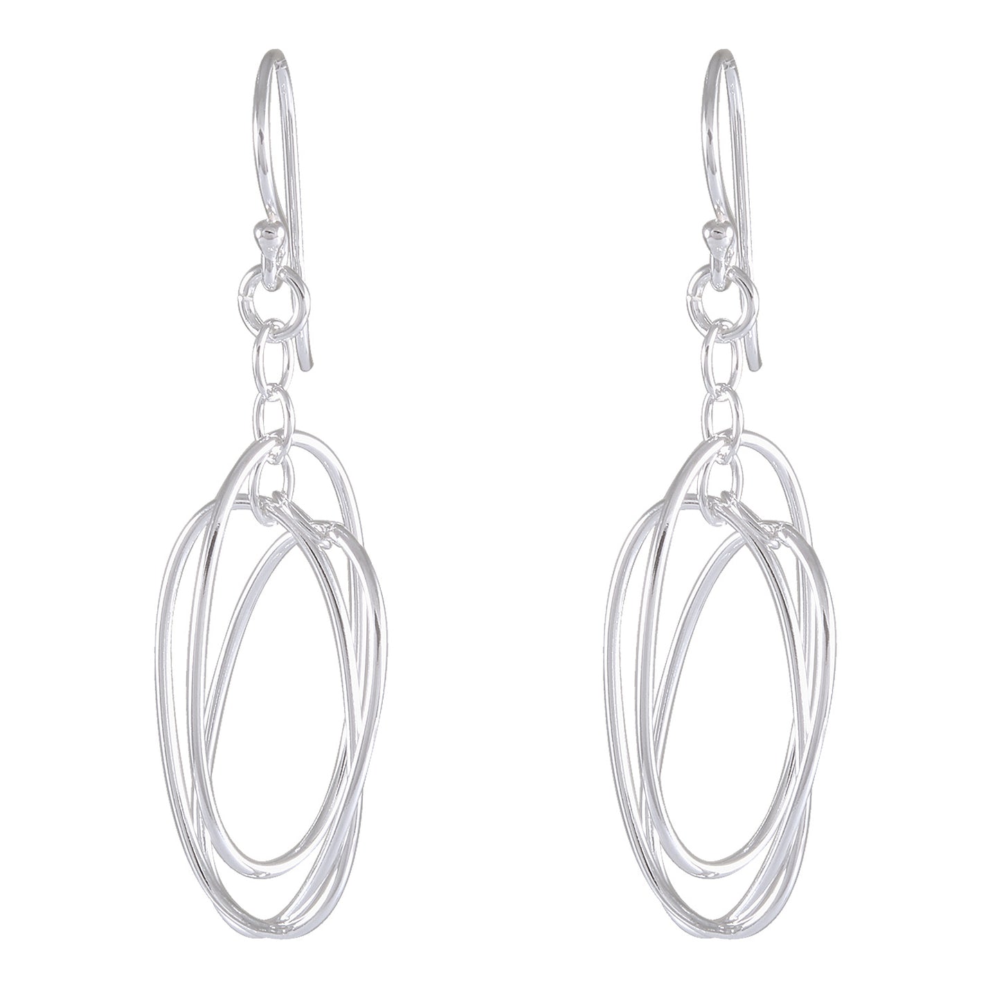 Oval Loop Drop earring 925 Sterling Silver - Model 1211-022 - Silver Maker Family 