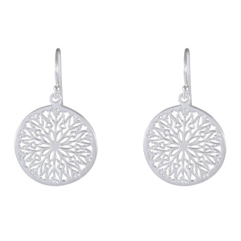 Lustrous Elegance - Disk  Drop earring 925 Sterling Silver - Model 1211-028 - Silver Maker Family 