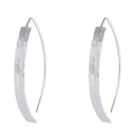 Hammered Shine Curved Drop earring 925 Sterling Silver - Model 1211-034 - Silver Maker Family 