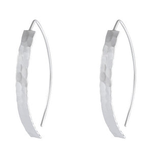 Hammered Shine Curved Drop earring 925 Sterling Silver - Model 1211-034 - Silver Maker Family 