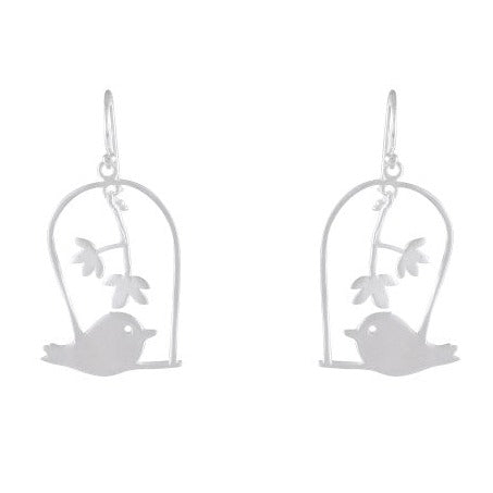 Charming Bird in Arch Drop earring 925 Sterling Silver - Model 1211-035 - Silver Maker Family 