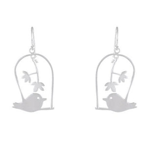 Charming Bird in Arch Drop earring 925 Sterling Silver - Model 1211-035 - Silver Maker Family 