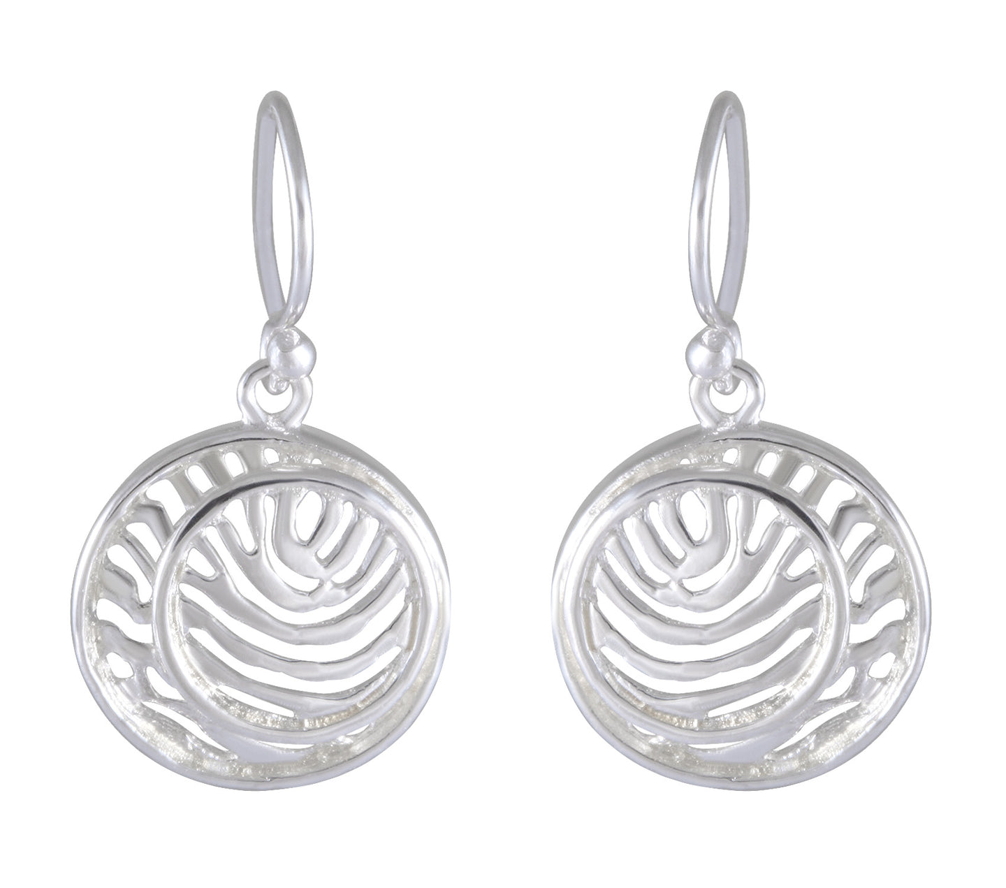 Oceanic Rhythm Inspired Circula Drop earring 925 Sterling Silver - Model 1211-038